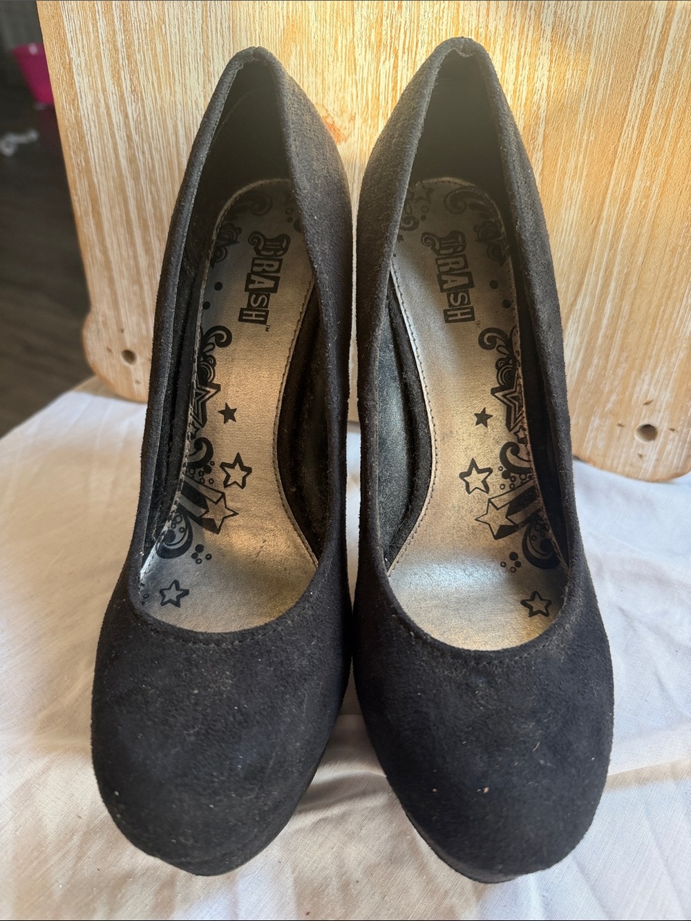 Brash Black Suede Platform Pumps